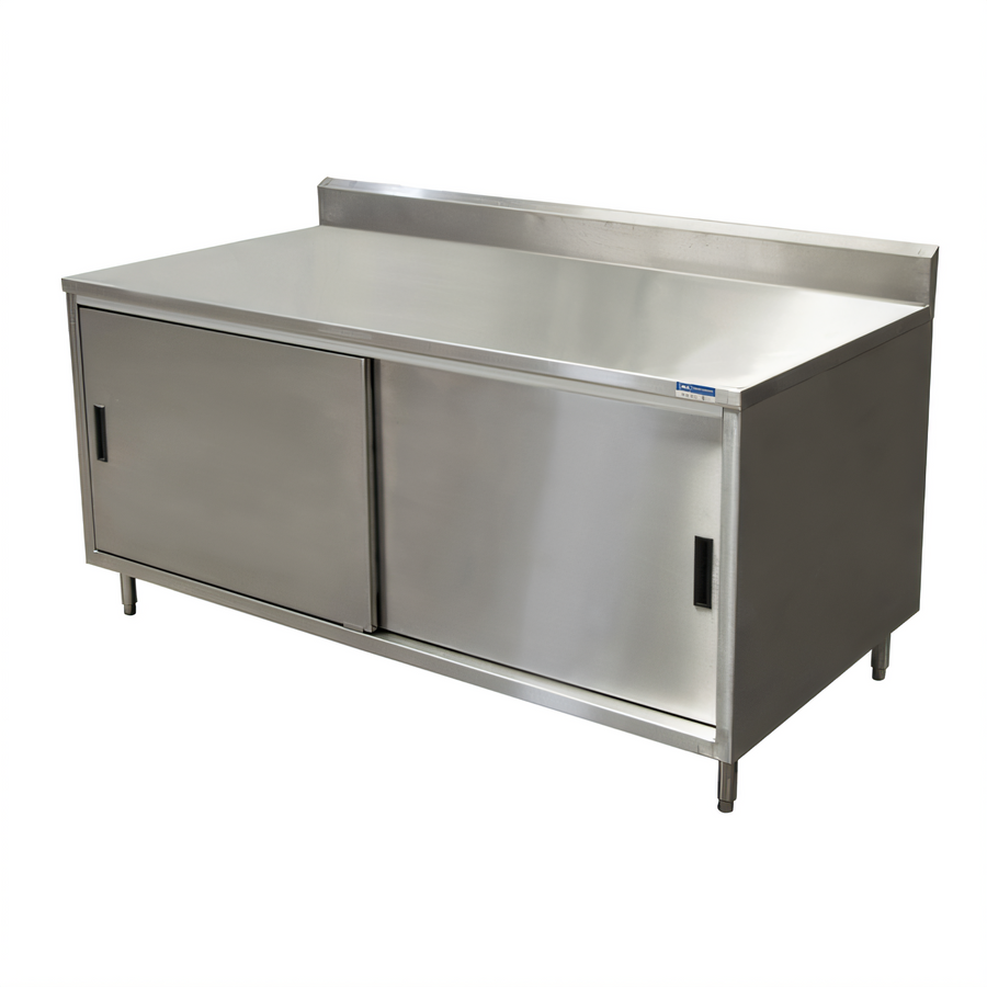 Product image #1 for BK Resources Stainless Steel Enclosed Chef Table with Sliding Doors, 60 x 36 x 39-3/4 Inches