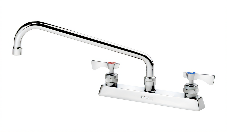 Product image #1 for Krowne Royal Series 8-Inch Deck Mount Faucet with 12-Inch Swing Spout, Vandal-Resistant Wristblade Handles, and 1.5 GPM Aerator