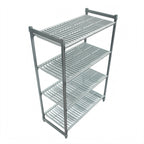 Thumbnail image #1 for Cambro Camshelving® Basics Plus CBU216072V4580 4-Tier Vented Polymer Shelving Unit, Stationary, 21 x 60 x 72 in, Brushed Graphite