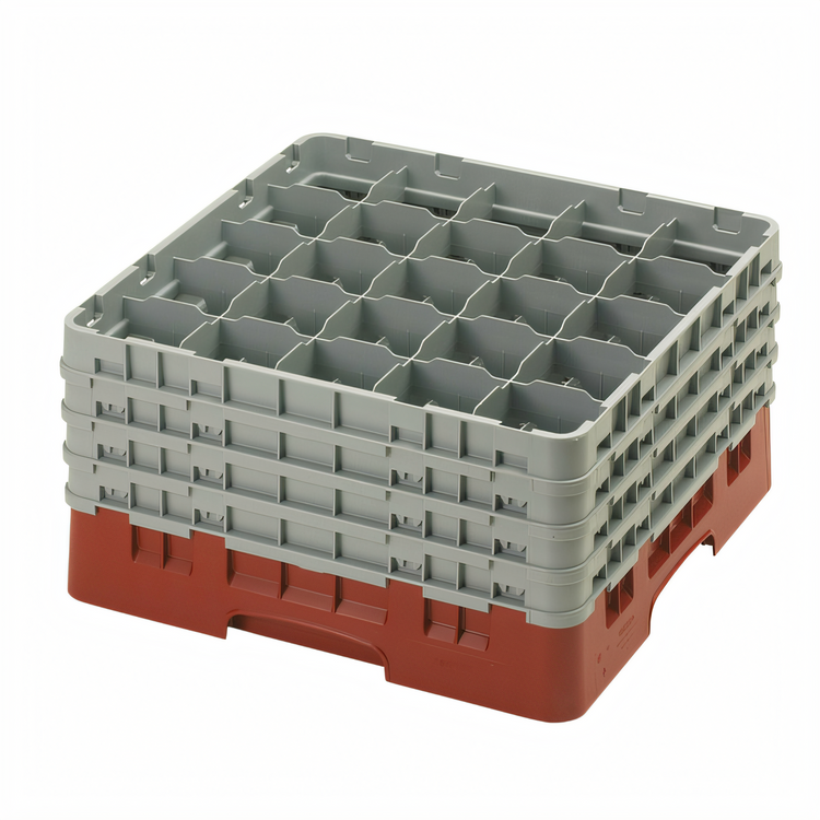Product image #2 for Camrack® Full Size Low Profile 25-Compartment Glass Rack with 4 Extenders, Cranberry
