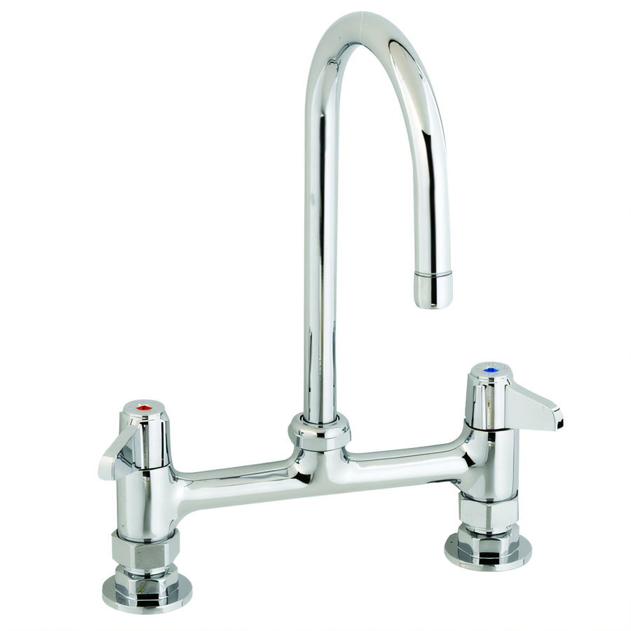 Product image #1 for equip 8-Inch Deck Mount Swivel Gooseneck Mixing Faucet with Ceramic Cartridges and Wrist Handles