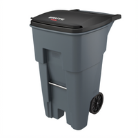 BRUTE 65-Gallon Gray 2-Wheeled Rollout Trash Container with Hinged Lid