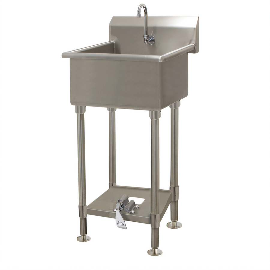 Product image #1 for Advance Tabco Floor-Mounted One-Station Service Sink with Toe-Push Operated Faucet, 27 Inch