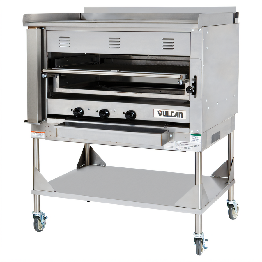 Product image #1 for Vulcan Chophouse VST4B Heavy Duty Gas Upright Broiler, 45-Inch Wide, 3-Burner, Open Stand
