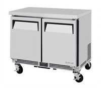 Turbo Air M3 Series Shallow Depth 1-Section Undercounter Refrigerator with 2 Solid Doors, 4.27 Cu. Ft.