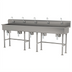 Thumbnail image #1 for Advance Tabco 5-Station Freestanding Knee-Operated Hand Wash Sink, 100-Inch Wide, 14-Gauge 304 Stainless Steel