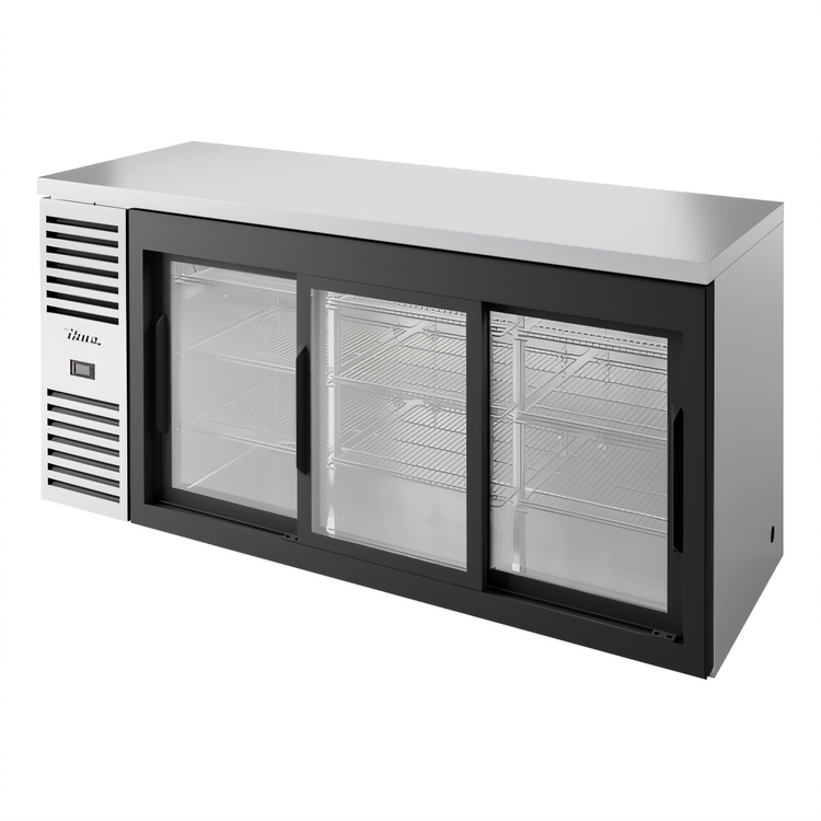 Product image #1 for True Premier Bar 72-Inch Three-Section Refrigerated Back Bar Cooler with 3 Sliding Glass Doors