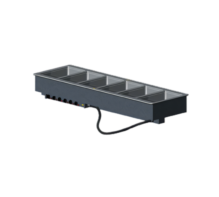 Product image #1 for Vollrath 6-Well Drop-In Electric Hot Food Well for 12" x 20" Pans with Thermostatic Controls and Manifold Drain