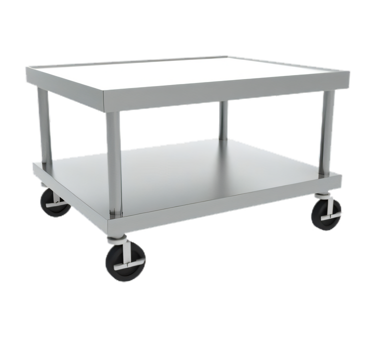 Product image #1 for Vulcan Universal Stainless Steel Counter Model Equipment Stand with 1/2-Inch Marine Edge, Undershelf, and 5-Inch Casters, 26 Inch W x 24 Inch H