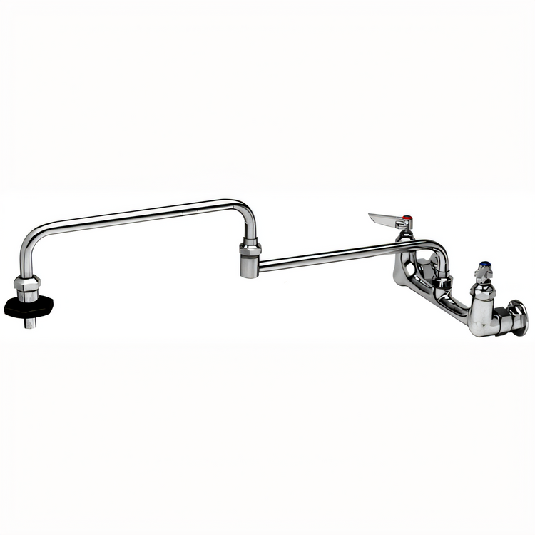 Product image #1 for T&S Brass B-0598 8-Inch Splash-Mounted Pot Filler Mixing Faucet with 24-Inch Double-Jointed Swing Nozzle