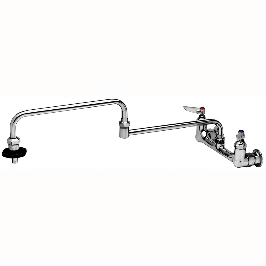 Product image #1 for T&S Brass B-0598 8-Inch Splash-Mounted Pot Filler Mixing Faucet with 24-Inch Double-Jointed Swing Nozzle