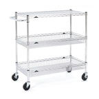 Thumbnail image #1 for Metro Super Erecta BASCART-SR 3-Shelf Chrome Wire Basket Cart with Extended Handle and Braked Swivel Casters