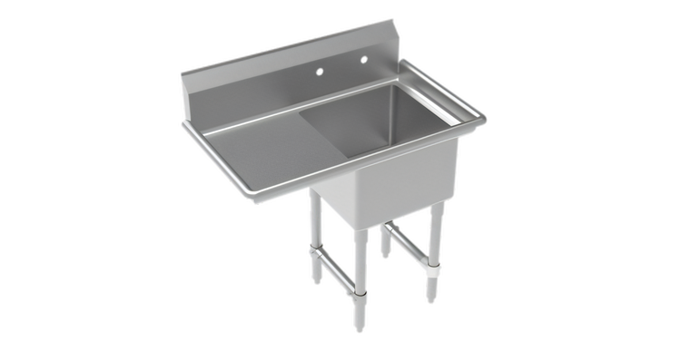 Product image #1 for Krowne Royal Series 1-Compartment Floor Model Commercial Sink with Left Drainboard, 304 Stainless Steel