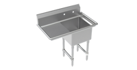 Krowne Royal Series 1-Compartment Floor Model Commercial Sink with Left Drainboard, 304 Stainless Steel