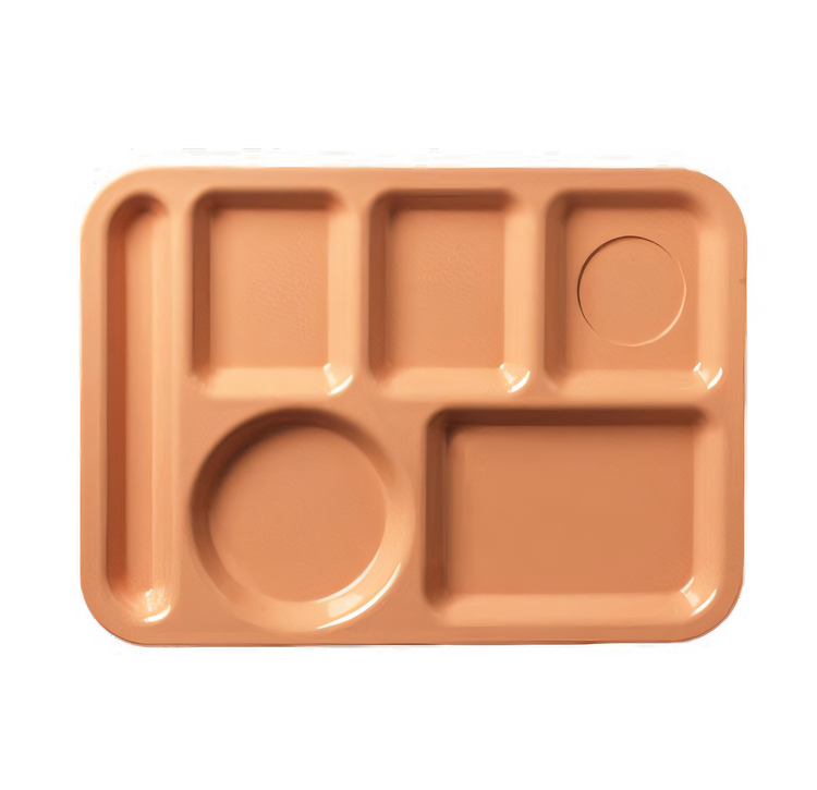 Product image #1 for Carlisle Left-Handed Rectangular 6-Compartment Polycarbonate Compartment Tray, Tan
