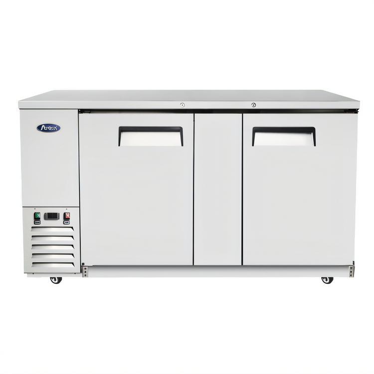 Product image #1 for Atosa 2-Section Stainless Steel Back Bar Cooler with Self-Contained Side-Mount Refrigeration and Solid Locking Doors, 21.5 Cu. Ft.
