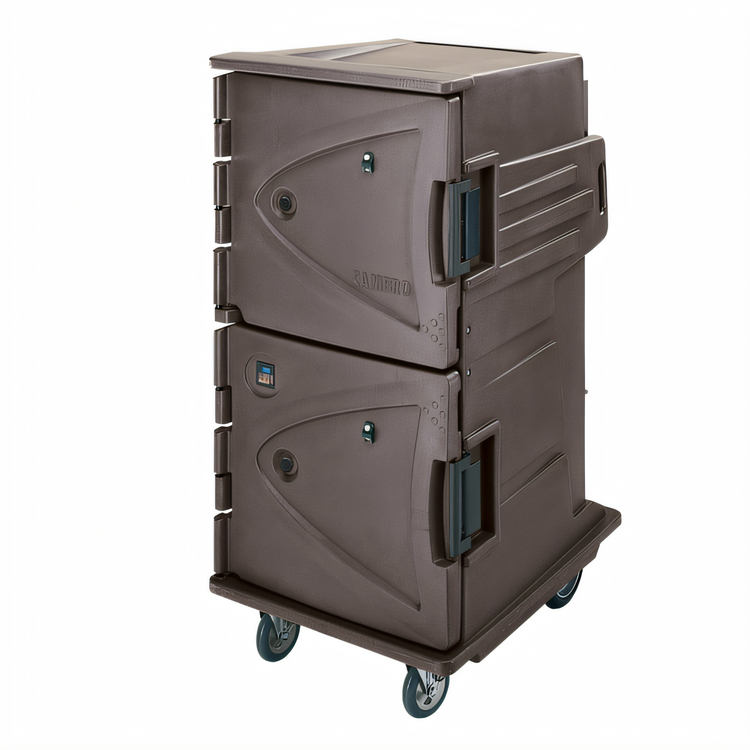 Product image #1 for Cambro Camtherm Tall Profile Electric Full-Size Sheet Pan Hot Holding Cabinet Cart, Double Door, Granite Sand