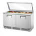 Thumbnail image #1 for True 64-Inch Two-Section Refrigerated Sandwich/Salad Prep Table with Flat Glass Lid and 24-Pan Top
