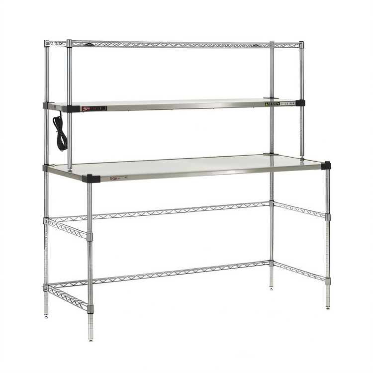 Product image #1 for Metro Super Erecta Hot 60-Inch x 24-Inch Heated Shelf Workstation with Open Base and Overhead Wire Shelf