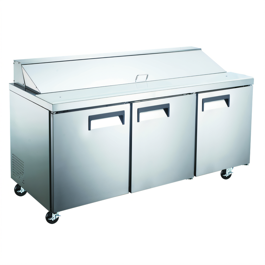 Product image #1 for Black Diamond 3-Section Refrigerated Salad/Sandwich Prep Table, 18 Cu. Ft., Rear-Mount Self-Contained Refrigeration