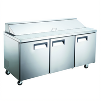 Black Diamond 3-Section Refrigerated Salad/Sandwich Prep Table, 18 Cu. Ft., Rear-Mount Self-Contained Refrigeration