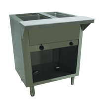 Advance Tabco Triumph Supreme Electric Two-Well Hot Food Table with Open Cabinet Base and Poly Cutting Board