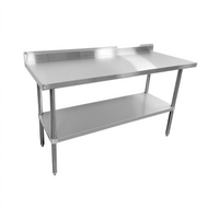 72-Inch x 30-Inch Stainless Steel Work Table with 5-Inch Backsplash and Undershelf