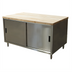Thumbnail image #1 for BK Resources 60-Inch x 36-Inch Hard Maple Chef Table with Stainless Steel Cabinet Base and Sliding Doors