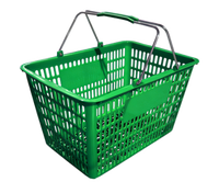 Green Plastic Shopping Hand Basket with Plastic-Coated Steel Handles