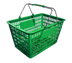 Thumbnail image #1 for Green Plastic Shopping Hand Basket with Plastic-Coated Steel Handles