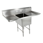 Thumbnail image #1 for John Boos 1B18244-2D18 1-Compartment Stainless Steel Sink with Left and Right Drainboards, 14" Deep Bowl, 16-Gauge, 10" Backsplash