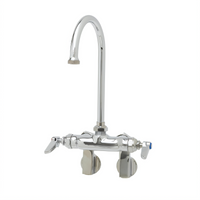 T&S Brass Splash-Mounted Swivel Gooseneck Faucet with Adjustable Centers, Lever Handles, and Low-Lead Construction