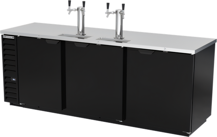 Product image #1 for Beverage-Air 94-Inch Direct Draw Beer Dispenser with 3 Solid Doors, 5-Keg Capacity, and Dual Faucet Towers