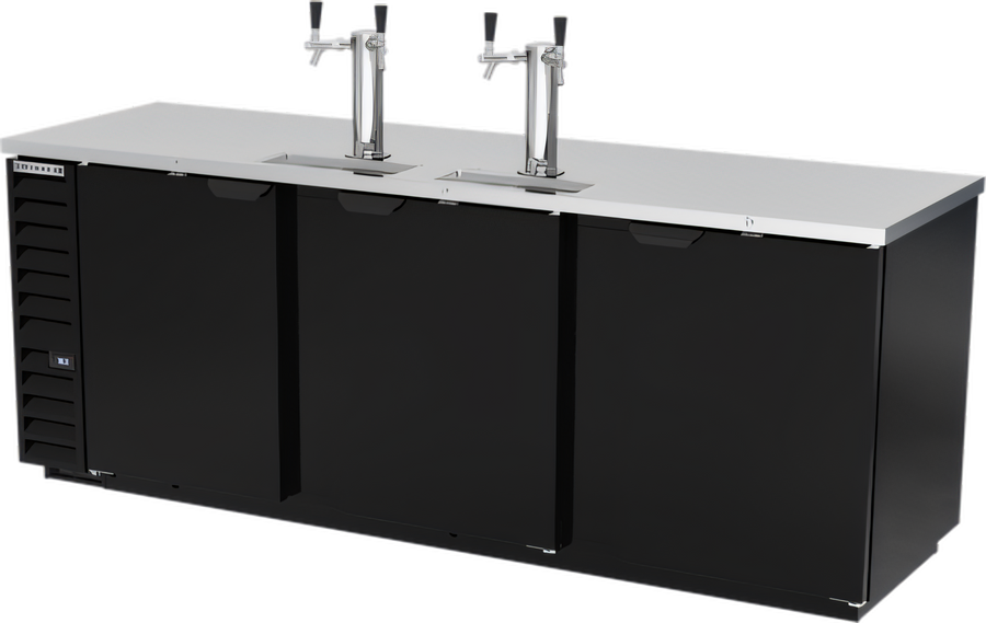 Product image #1 for Beverage-Air 94-Inch Direct Draw Beer Dispenser with 3 Solid Doors, 5-Keg Capacity, and Dual Faucet Towers