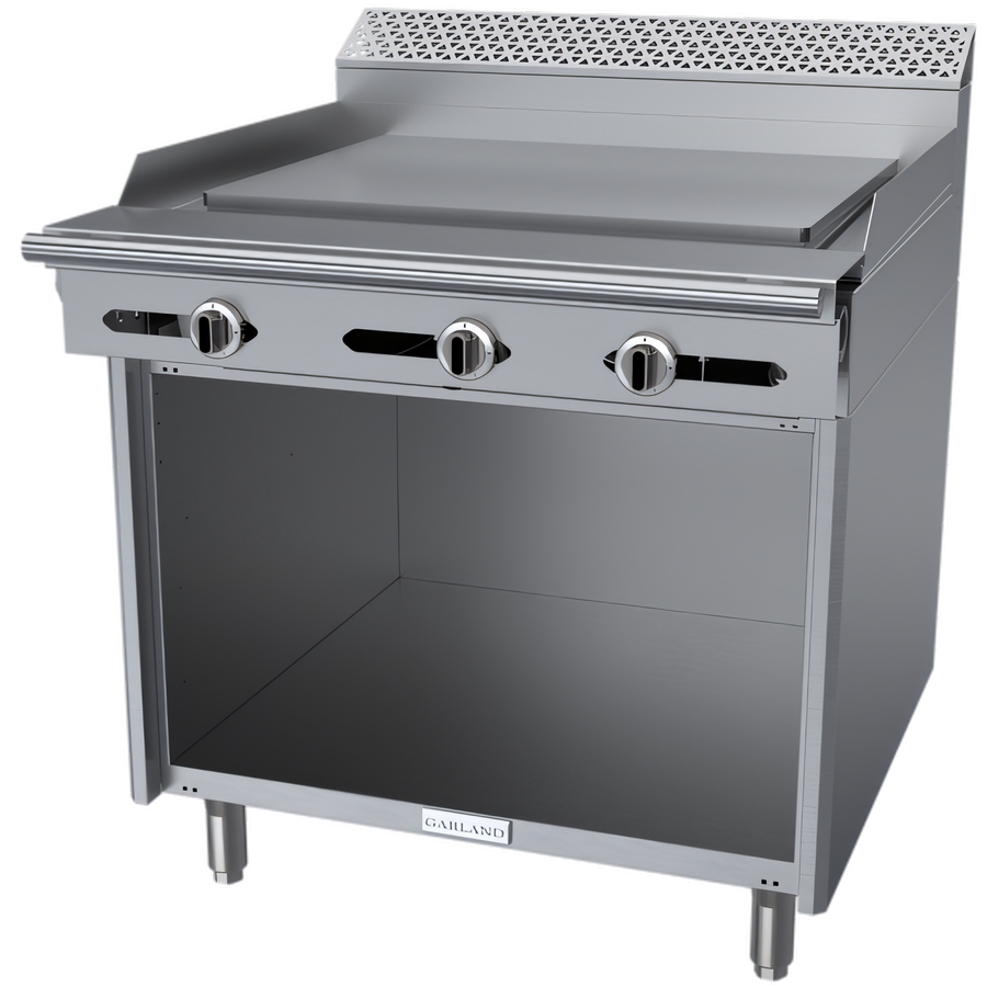 Product image #1 for Garland Cuisine 36-Inch Gas Plancha Range with 5/8-Inch Steel Plate and Open Storage Cabinet Base