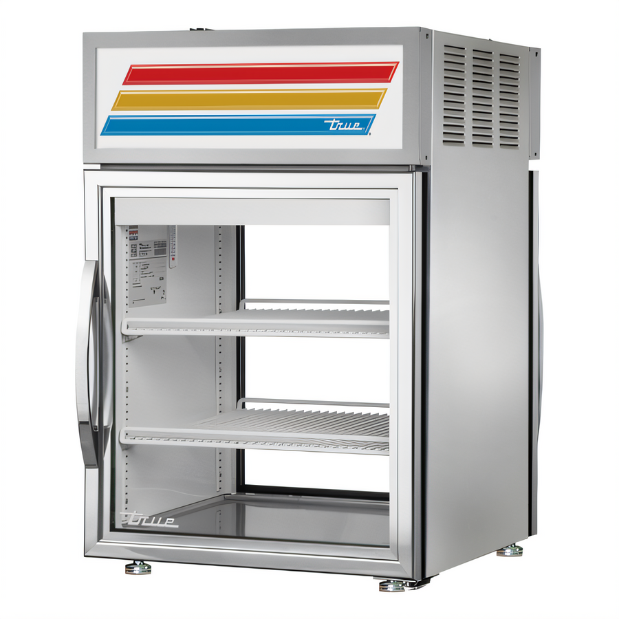 Product image #1 for True Pass-Thru Countertop Glass Door Refrigerated Merchandiser, Stainless Steel, 24 Inch, 1/5 HP