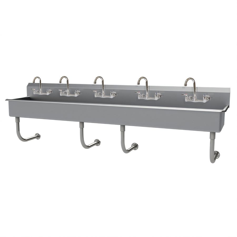 Product image #1 for Advance Tabco Multiwash 5-Station Wall-Mounted Hand Sink with 5 Gooseneck Faucets, 100-Inch Wide