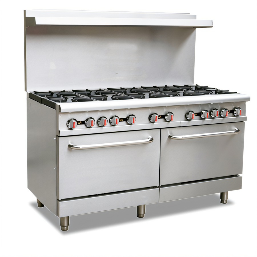 Product image #1 for 60-Inch Commercial Natural Gas Range with 10 Open Burners and 2 Standard Ovens