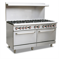 60-Inch Commercial Natural Gas Range with 10 Open Burners and 2 Standard Ovens