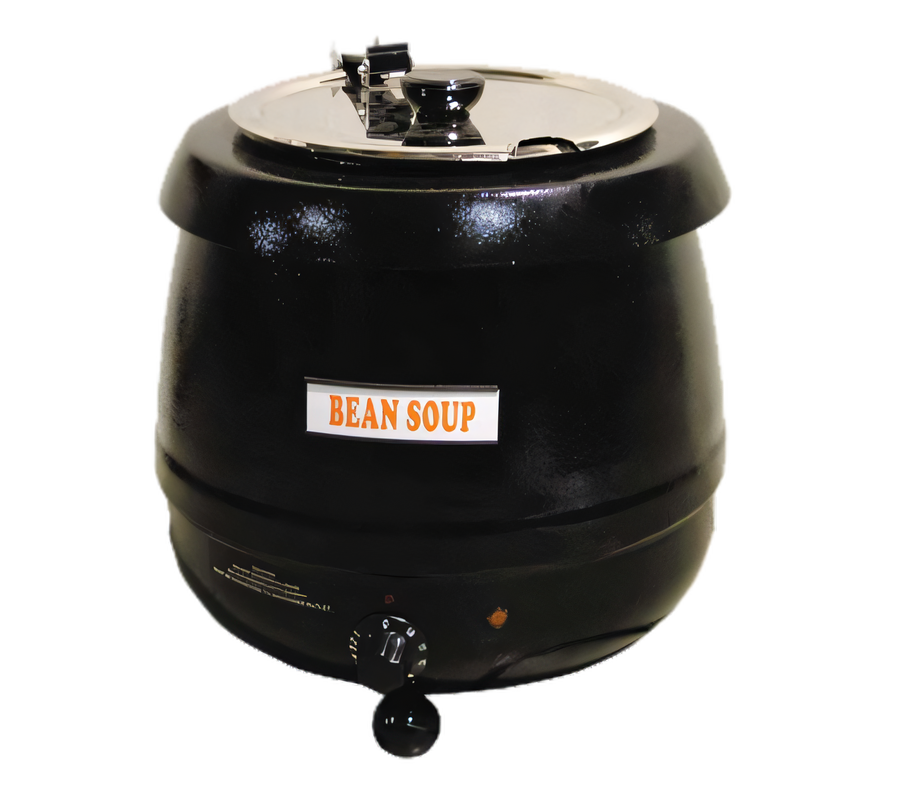 Product image #1 for Omcan 10.6 Qt Countertop Soup Kettle with Metal Lid, 110V, Black