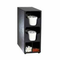Dispense-Rite TLO-2BT Two-Section Lid & Straw Organizer Tower — Black Polystyrene, 16-1/4