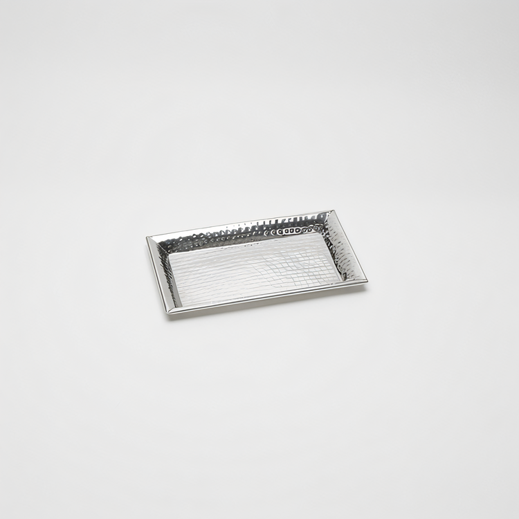 Product image #1 for American Metalcraft Hammered Rectangular 18/8 Stainless Steel Serving Tray, 12 x 7 x 1 Inch