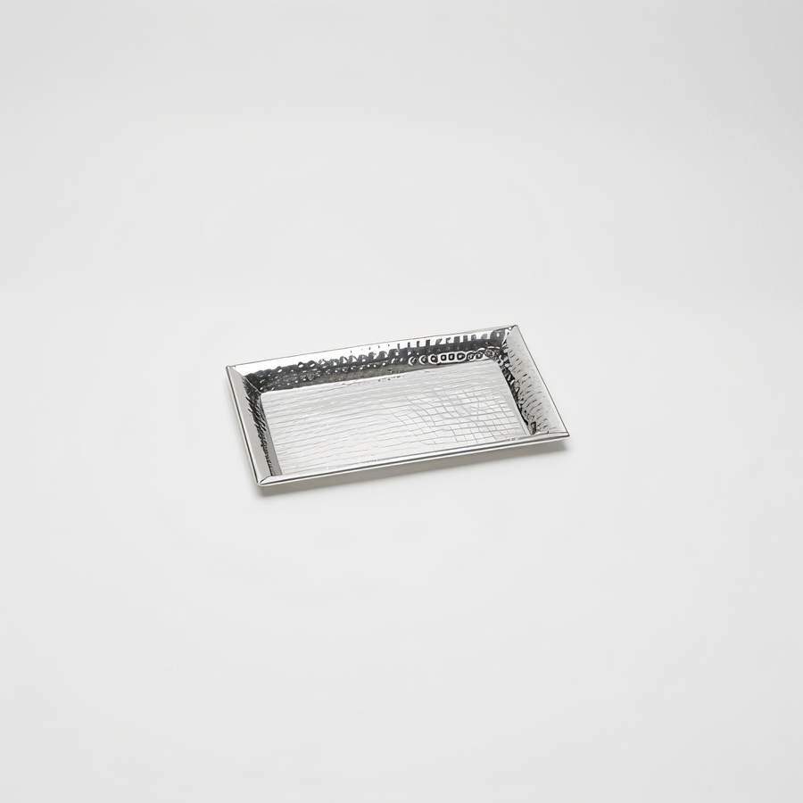 Product image #1 for American Metalcraft Hammered Rectangular 18/8 Stainless Steel Serving Tray, 12 x 7 x 1 Inch