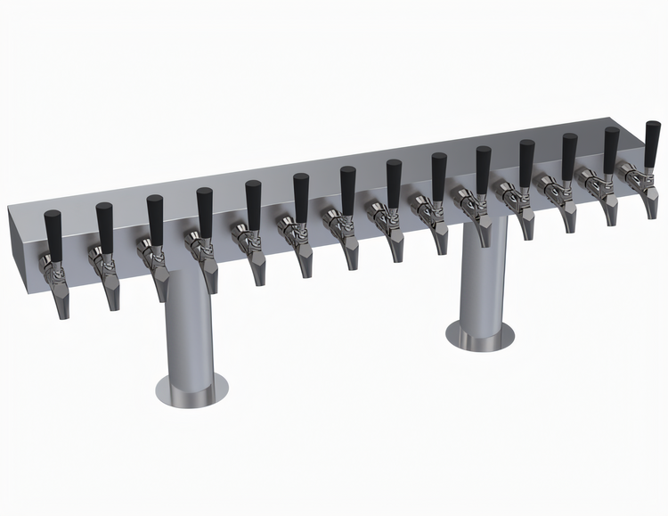 Product image #1 for Krowne Double T-Head Glycol-Cooled Countertop Beer Tower, 14 Faucet Capacity, 42-Inch Long Box, Brushed Stainless Steel