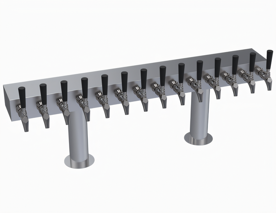 Product image #1 for Krowne Double T-Head Glycol-Cooled Countertop Beer Tower, 14 Faucet Capacity, 42-Inch Long Box, Brushed Stainless Steel