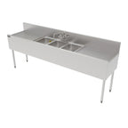 Thumbnail image #1 for Perlick Corporation Top Shelf TS84M3-DB 84-Inch Three-Compartment Stainless Steel Underbar Sink with Left and Right Drainboards