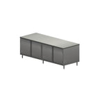 Thumbnail image #1 for BK Resources CST-30120HL Stainless Steel Chef Table with Cabinet Base and Locking Doors, 120 x 30 x 34-3/4 in, 14-Gauge Top