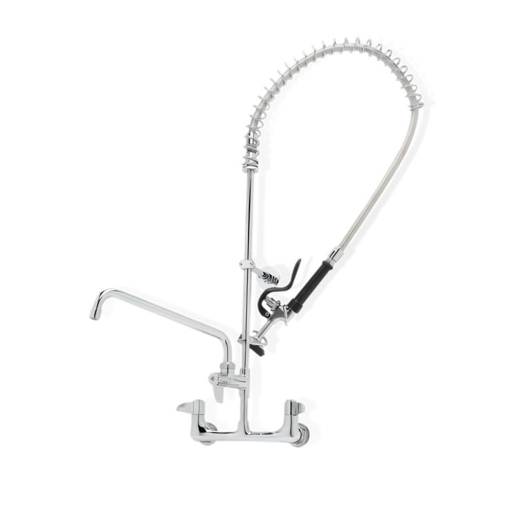 Product image #1 for Steel Works Stainless Heavy Duty 12-Inch Pre-Rinse Add-On Faucet, 8-Inch Centers, Double Joint Nozzle