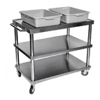 Thumbnail image #1 for Klinger's Trading CS3LG-CART Open 3-Shelf Utility Bus Cart, 430 Stainless Steel, 300 lb. Capacity