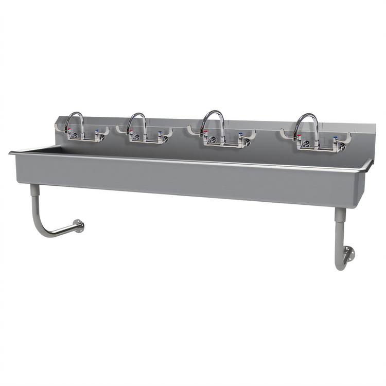 Product image #1 for Advance Tabco 80-Inch Wall-Mounted Multiwash Hand Wash Sink with 4 Faucets, 304 Stainless Steel